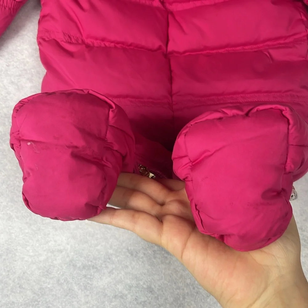 Ralph Lauren faux fur lined hood pink 6m down feather baby bunting